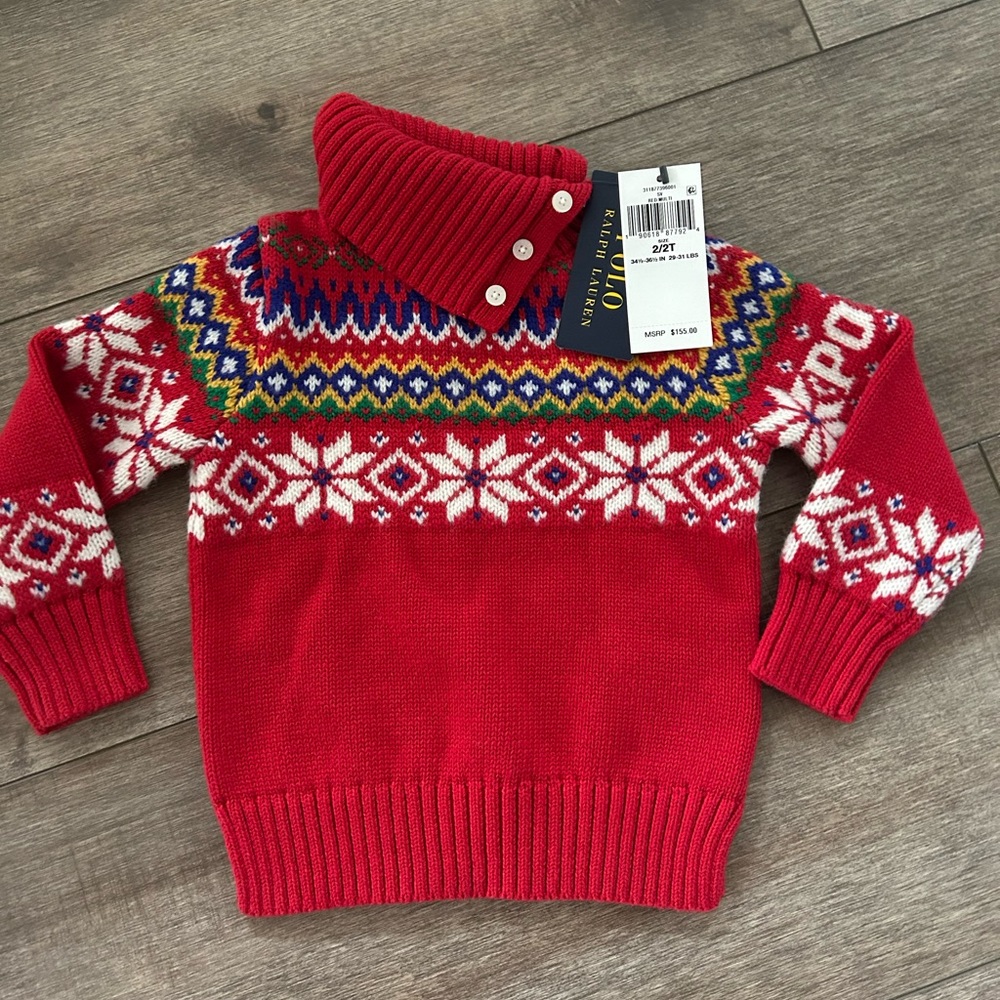 NWT Polo Ralph Lauren red holiday Sweater- Toddler 2T